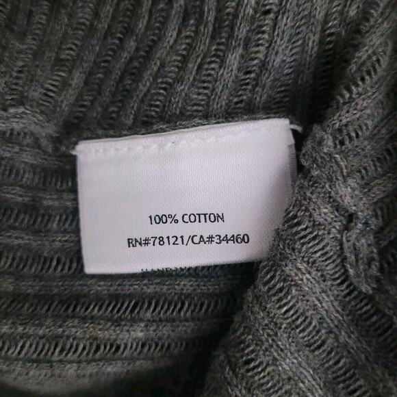 Eileen Fisher Sweater Women Gray Medium Ribbed Knit Angle Front Cardigan Minimal - Picture 7 of 7